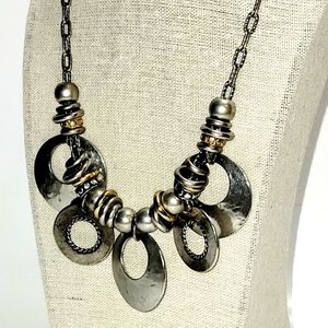 Chico’s Silver-tone Dangling Hoops Adjustable Length Necklace